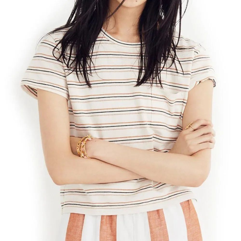 Madewell Radio Boxy Tee in Cohen Stripe sz XS